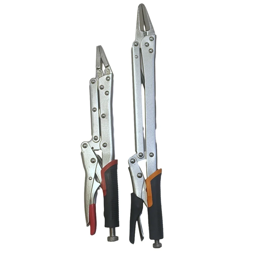 

2Pcs 12 and 15Inch Extra Long Reach Vise-Grip TPR Handle Long-Nose Straight Locking Pliers Hand To Reach Vehicle Repair Tools