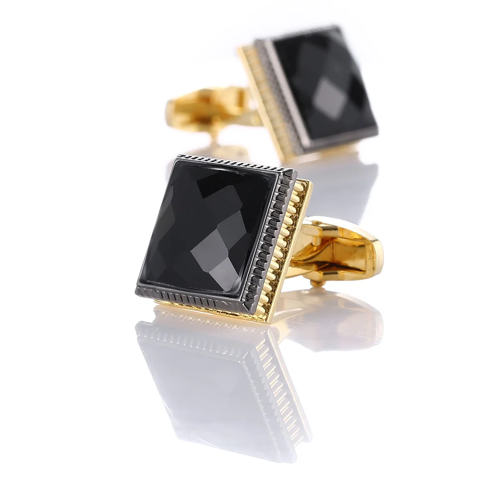 New Fashion Black Crystal Cufflinks For Mens Golden Lawyer Copper Wedding Gifts French Style Shirt Buttons Jewelry Gifts