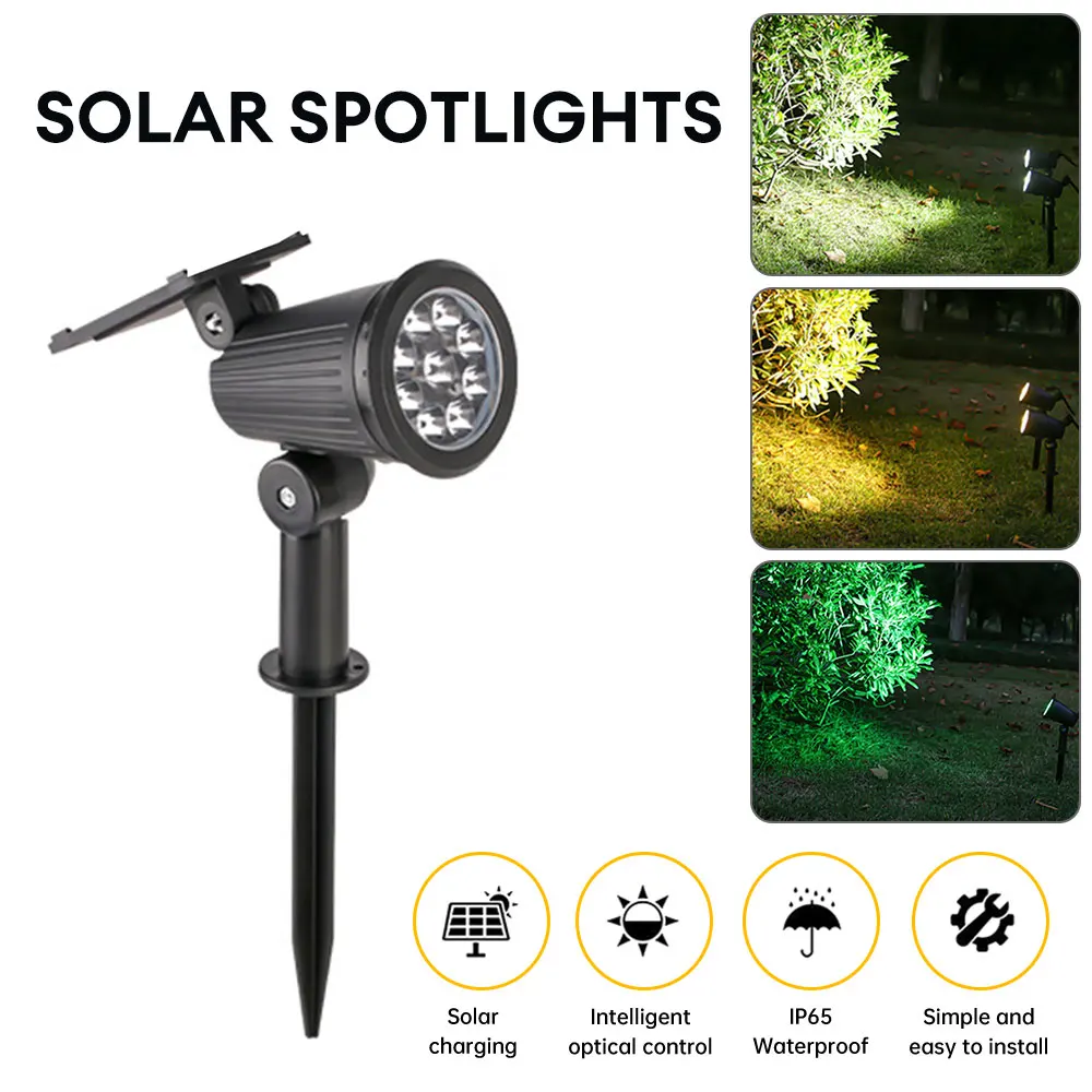 

9 LEDs Solar Spotlights Outdoor Waterproof Garden Light Lawn Yard Landscape Lamp Adjustable Decorative Light for Driveway Patio