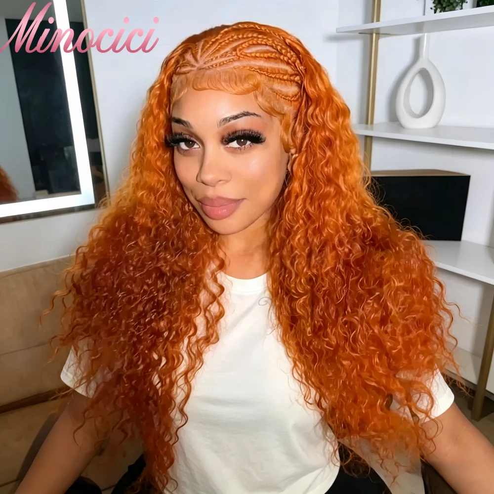 Peluca de Cabello Humano Ondulado Profundo 13x6 con Encaje Frontal HD, Peluca Brasileña Pre-Plucked de Cabello Humano Teñido para Mujer