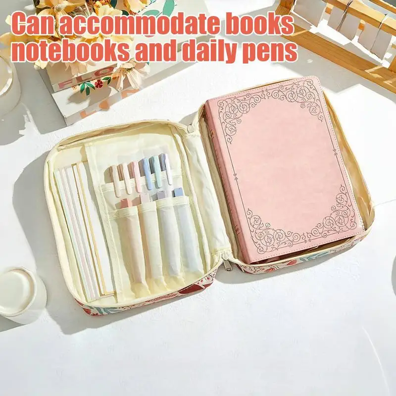 聖書バッグ女性のための聖書キャリア花収納袋大型トートジッパーポーチ収納オーガナイザー保護ポケット美的