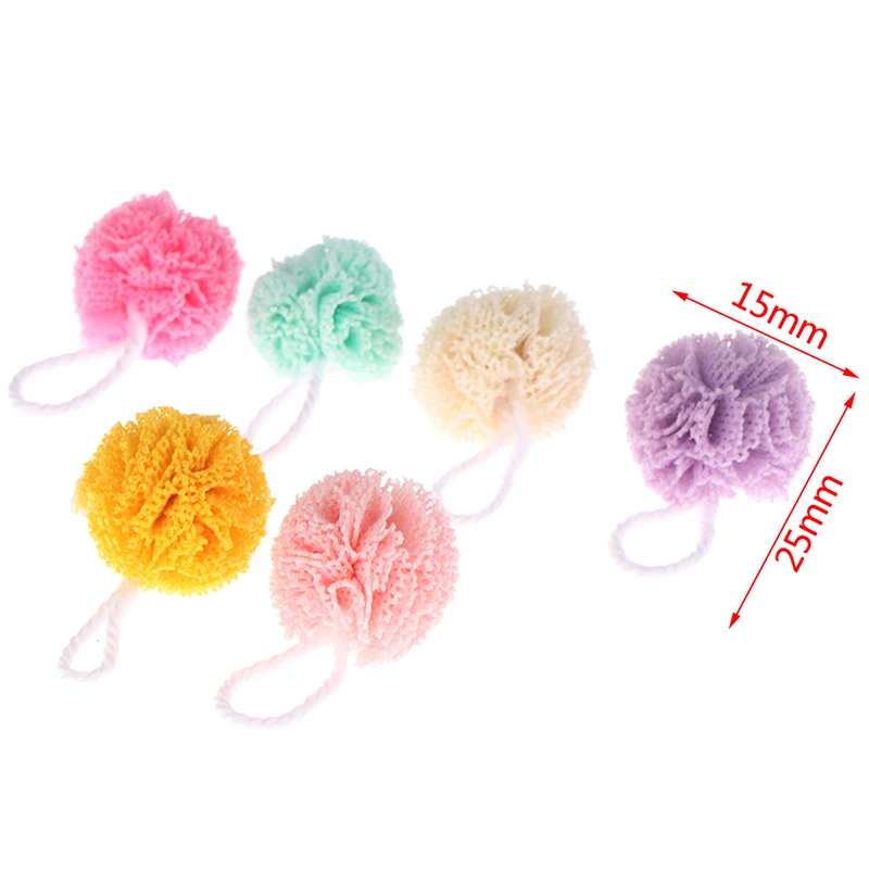 3Pcs Doll House Mini Simulation Bath Ball Towel Small Cloth Doll Miniature Bathroom Scene Bath Flower Model Decor Accessories