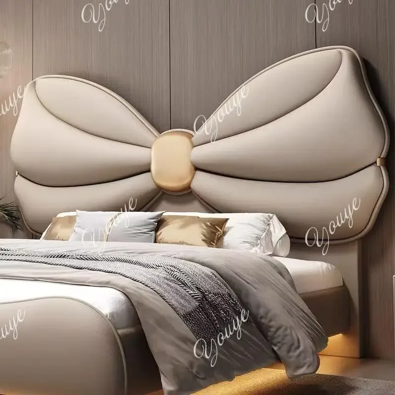 

N42 Luxury With Lights Floating Bed Modern Frame King Size Double Bed Headboards Twin Wood Lit 2 Personnes Furniture For Bedroom