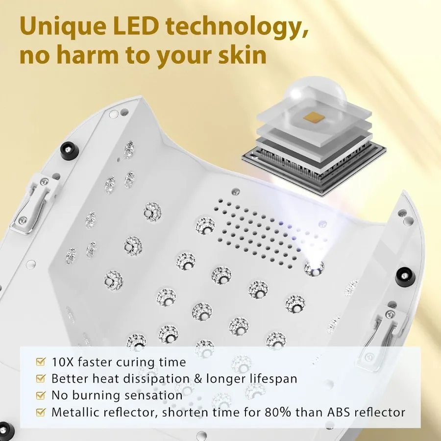 Lampe à ongles UV LED rechargeable sans fil 126W, sèche-ongles en gel à durcissement rapide avec 4 minuteries, lampe professionnelle Portable pour Salon