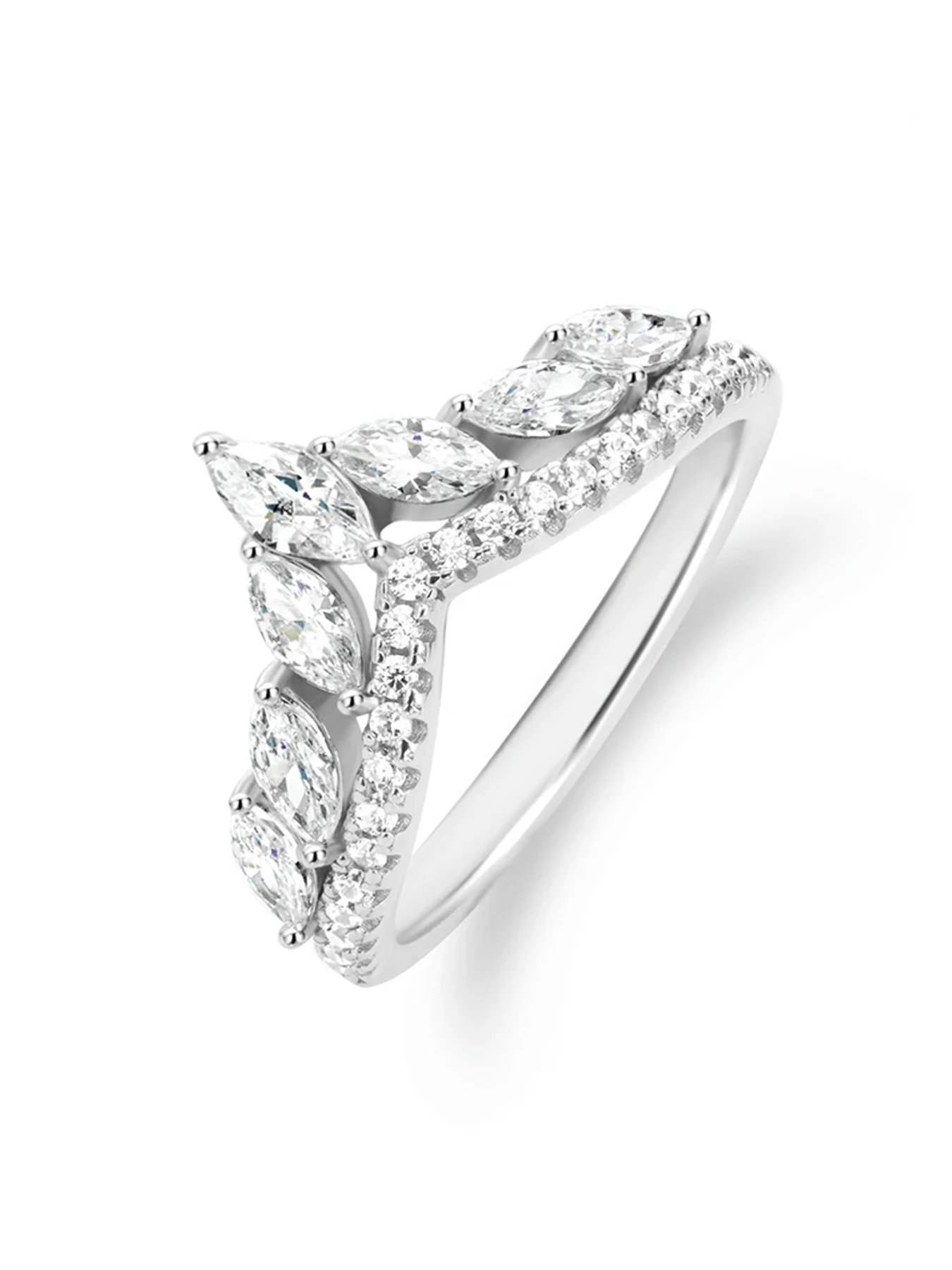 خاتم خطوبة من الفضة الإسترليني S925 بتصميم عصري على الطراز الفرنسي على شكل حرف V مرصع بالألماس، مناسب لمشاهد الزفاف، هدية لمحبيك في الذكرى السنوية، خيار أفضل لهدايا عيد الحب، مجوهرات راقية للنساء