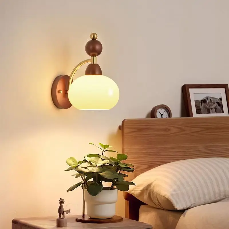 Modern Indoor Wall Lighting Lamps Suitable For Bedroom Bedside Living Room Home Decor Lamp Fixture Wooden Vintage LED Wall Light