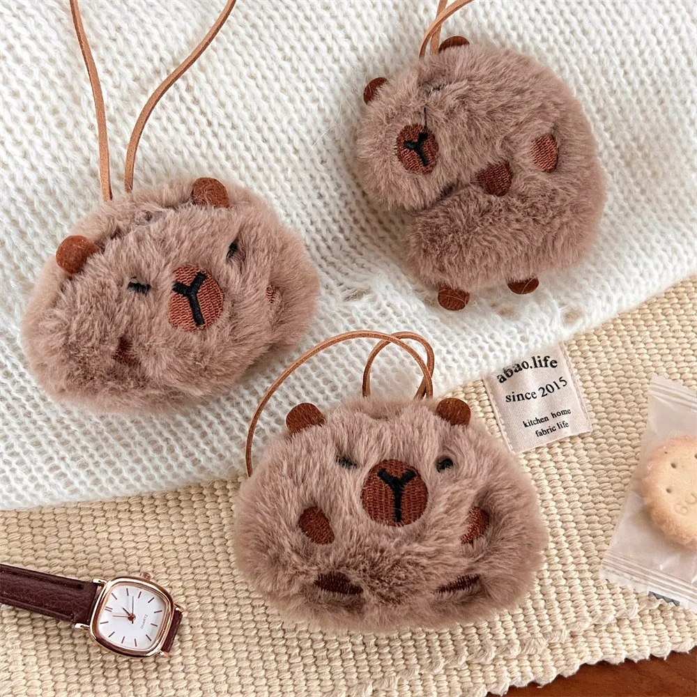 Porte-Clés Créatif en Peluche Capybara, Pendentif de Sac de Dessin Animé, Broche de Beurre d'Animal Fluffty, Cadeau