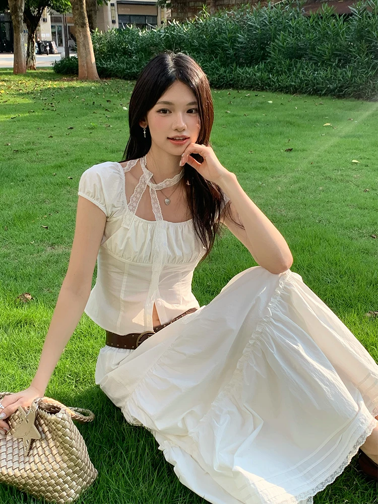 

Женская футболка Lumoder Sweet Pure White с квадратным вырезом, приталенная, летняя, новая, повседневная, удобная, топ