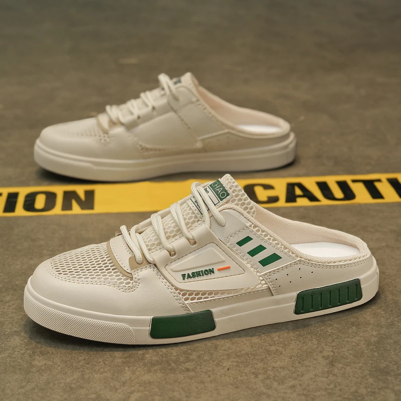 

Новая парусиновая обувь, сетчатая обувь с полуподносом, мужские летние ленивые тапочки, модная дышащая студенческая обувь для спорта и отдыха