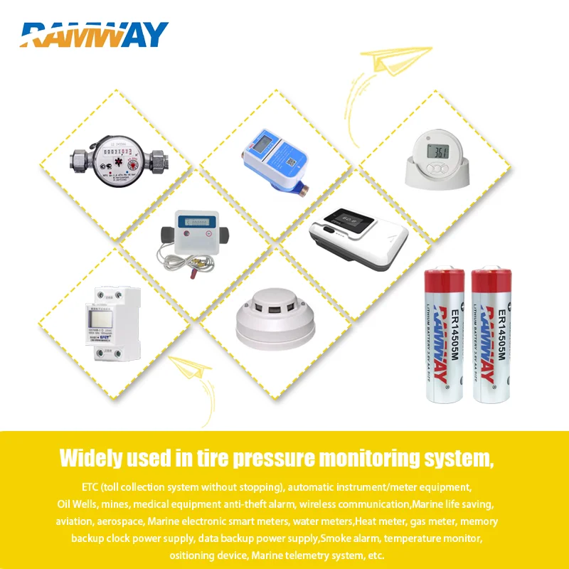 RAMWAY ER14505M 3.6V baterai Lithium sekali pakai cerdas pengukur air tongkat patroli pengukur suhu dan kelembaban IoT