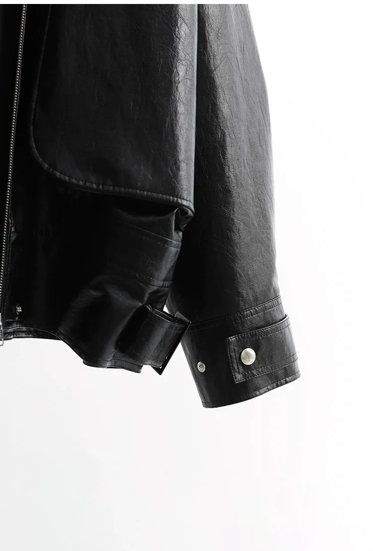 Cool and Stylish~ Motorcycle Leather Jacket Pu Trendy Retro Top Women's Short Leather Coat Autumn 2026