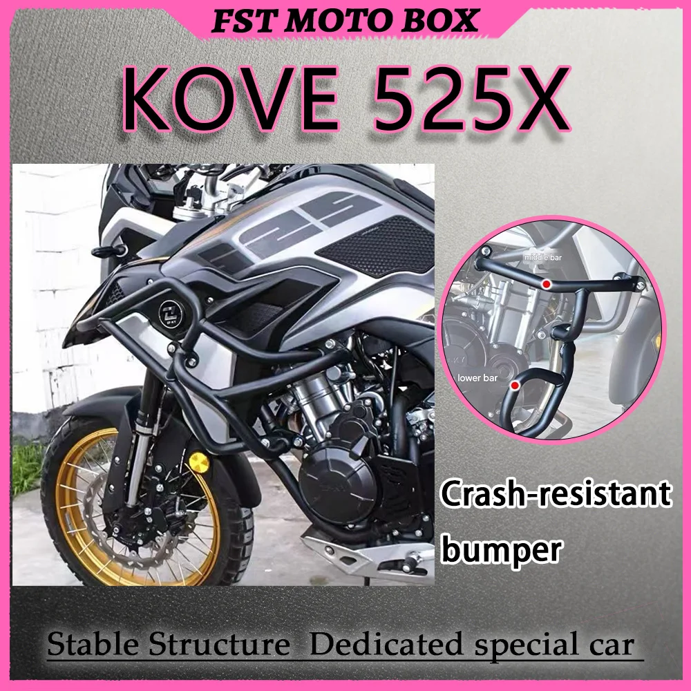 FOR KOVE 525X Anti-Crash Crash Bar Split Design Matte Black Rust-Proof Carbon Steel Middle And Lower Bars Sold Separately