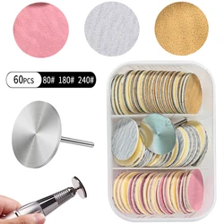 60Pcs Replaceable Sanding Paper with Metal Disk Pink Pedicure Nail Bit Sandpaper Foot Care Tool Accessories Nail Pedicure Tools