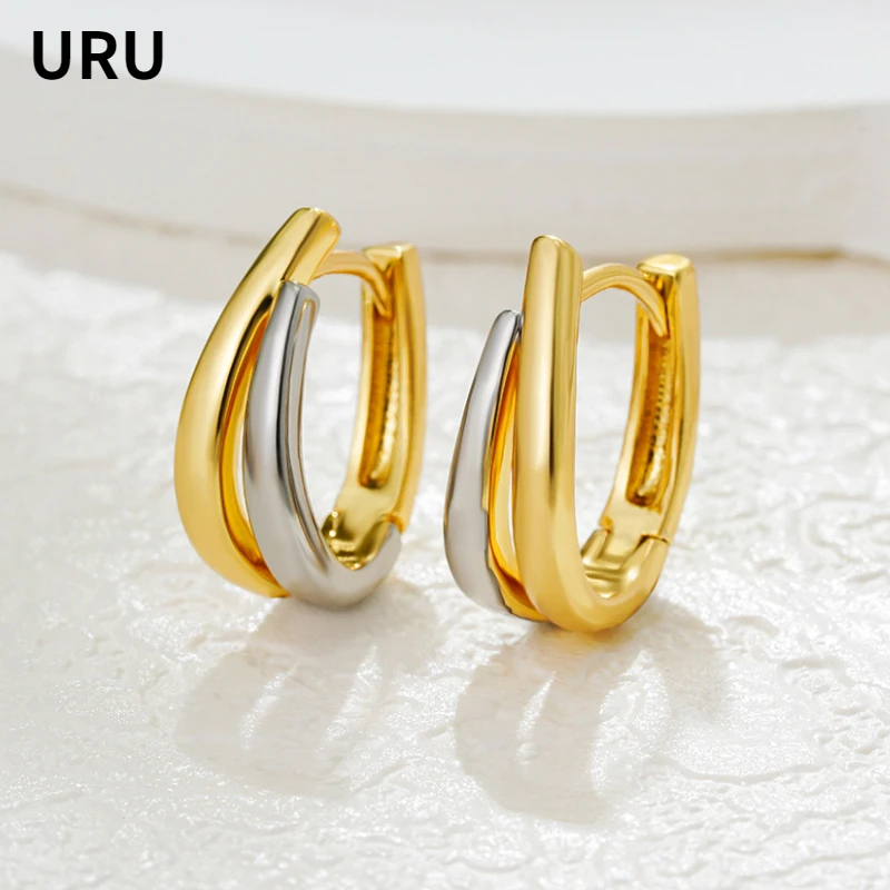 Modern Jewelry European and American Design Splicing Color Geometric Hoop Earrings For Women Party Gifts Cool Trend Accessories