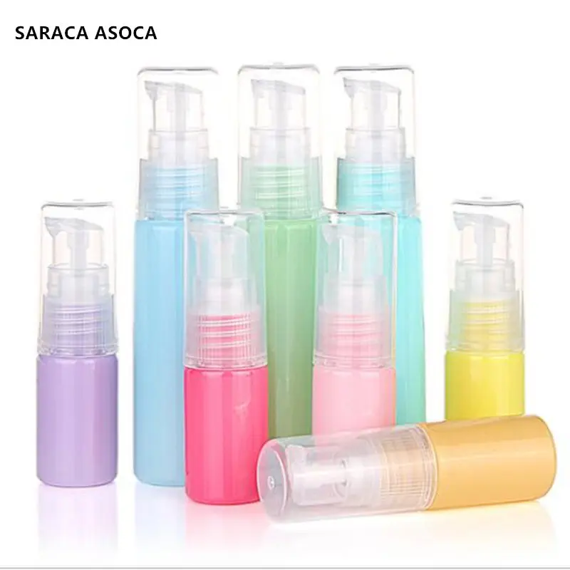 

50 шт./лот 10 мл Макарон Цвет ПЭТ пластиковая эмульсия многоразовые бутылки путешествия одежда лосьон пластиковая пустая косметическая бутылка 50 шт./лот