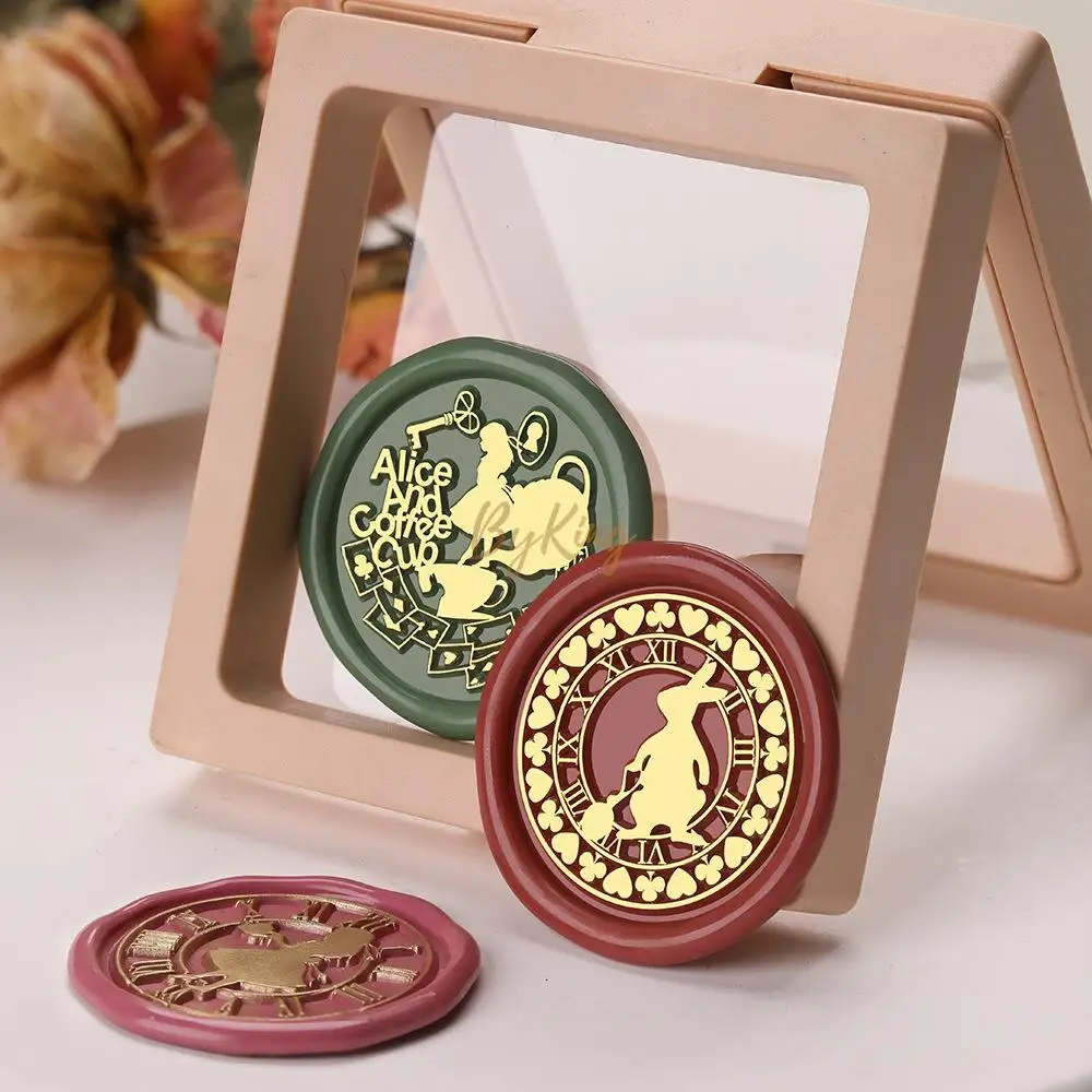 30mm Sealing Wax Stamp Alice Wonderland Teapot Coffee Elves Mr. Rabbit Mermaid For DIY Wedding Decoration Craft Packaging Gift