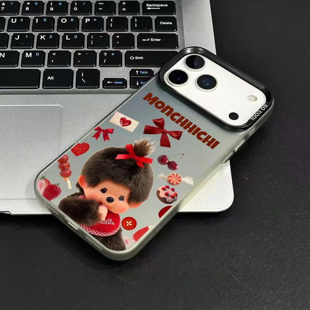 Vute الكرتون M-Monchhichi جراب هاتف آيفون 17 16 15 14 13 12 11 برو ماكس الهواء ماتي الليزر أورورا للصدمات جراب هاتف