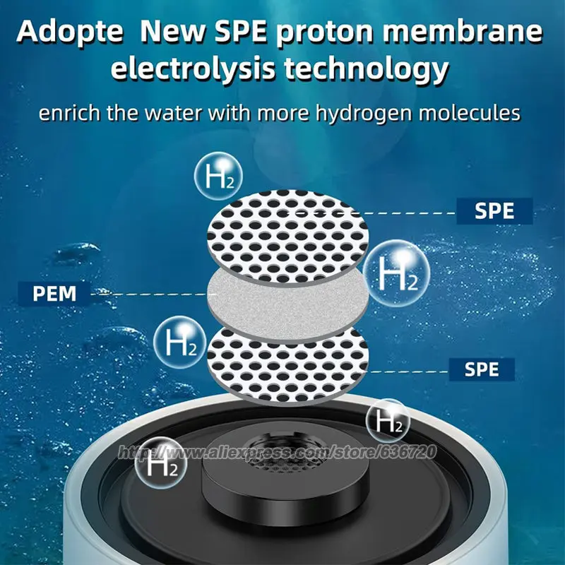 إبريق ماء الهيدروجين الغني بقوة 1600 جزء في المليون، غلاية شاي كهربائية للمولد مع تقنية مكثف SPE وPEM