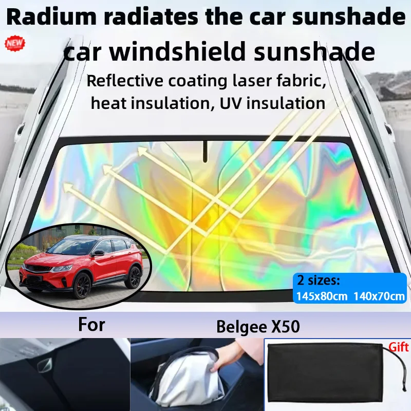 For Belgee X50 Foldable Front Windshield Sun Shade UV Reflective Sun Protection Cover Car Interior Accessories