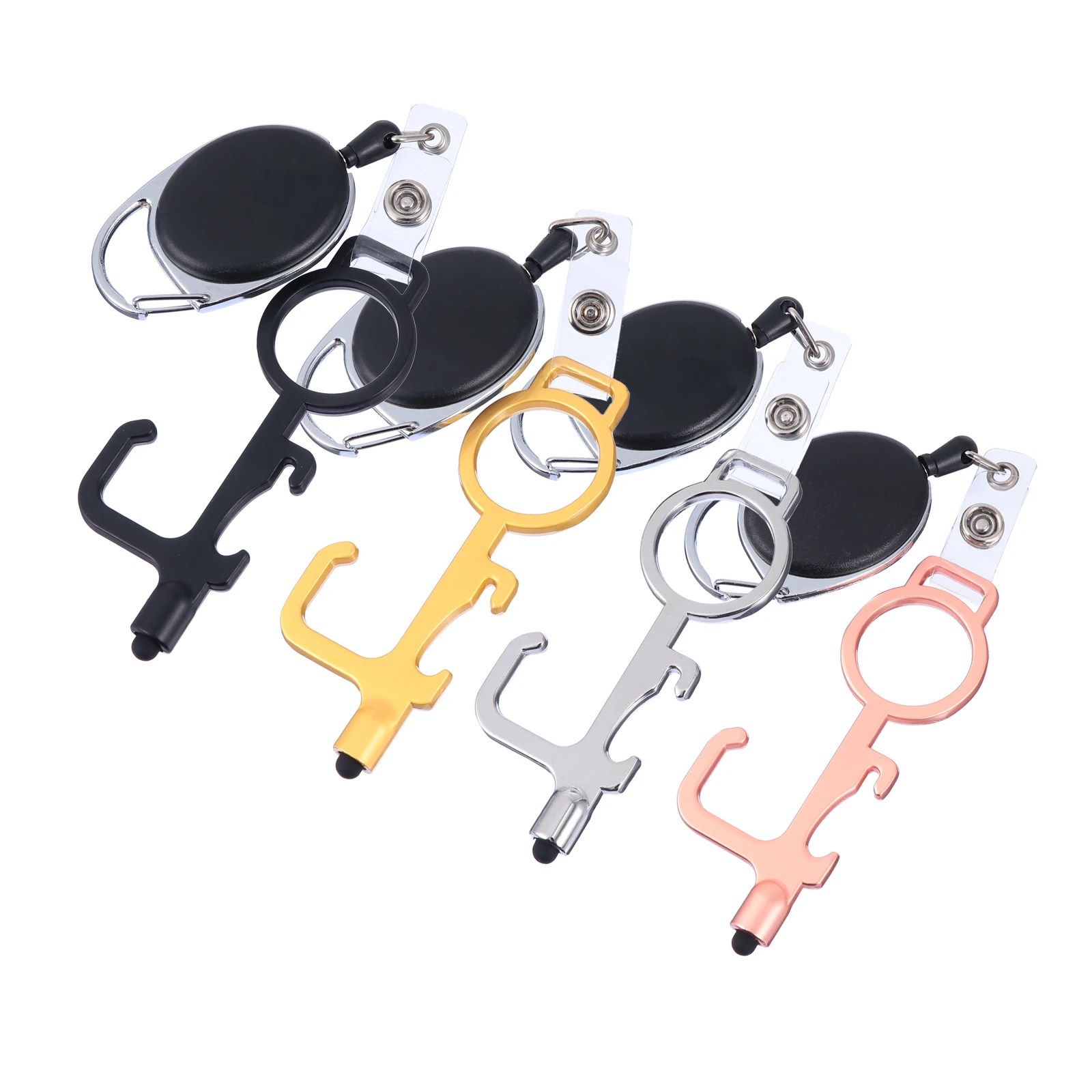 

4pcs No Touch Door Opener Kit Multifunctional Bottle Opener Keychain Safe Touch Tools Compact Lightweight Outdoor Small Tools