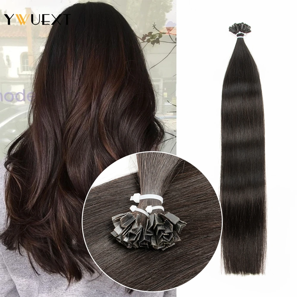 

YWUEXT Fusion V Tip Hair Extensions Straight 12"-24" Machine Remy Human Hair On Caspule Natural Black Brown Blonde Hair 50 g