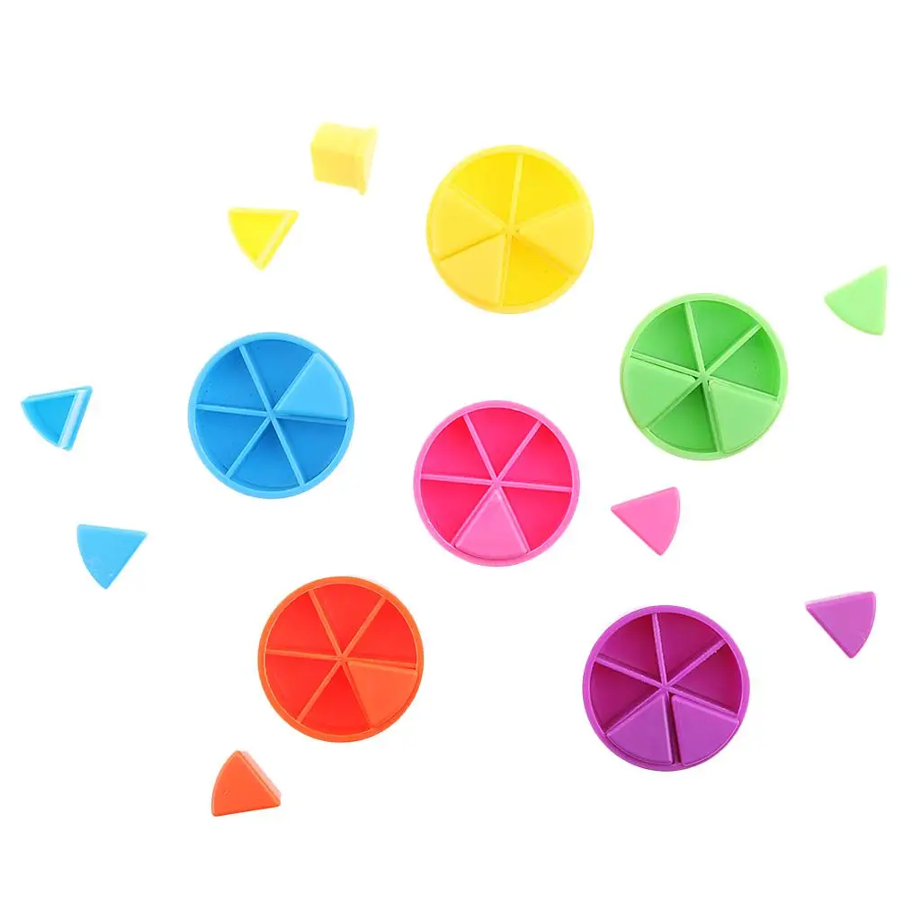 Colorful Plastic Game Pieces Assorted Pie Wedges Math Toys Educational Replacement Parts for Kids School