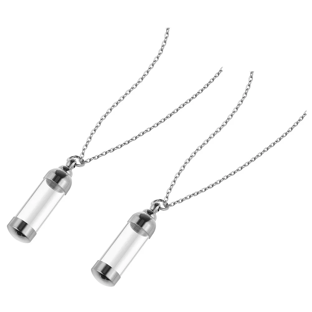 

2 Pcs Pet Ashes Keepsake Cremation Jewelry Necklace Dog Necklaces Memorial for Cat