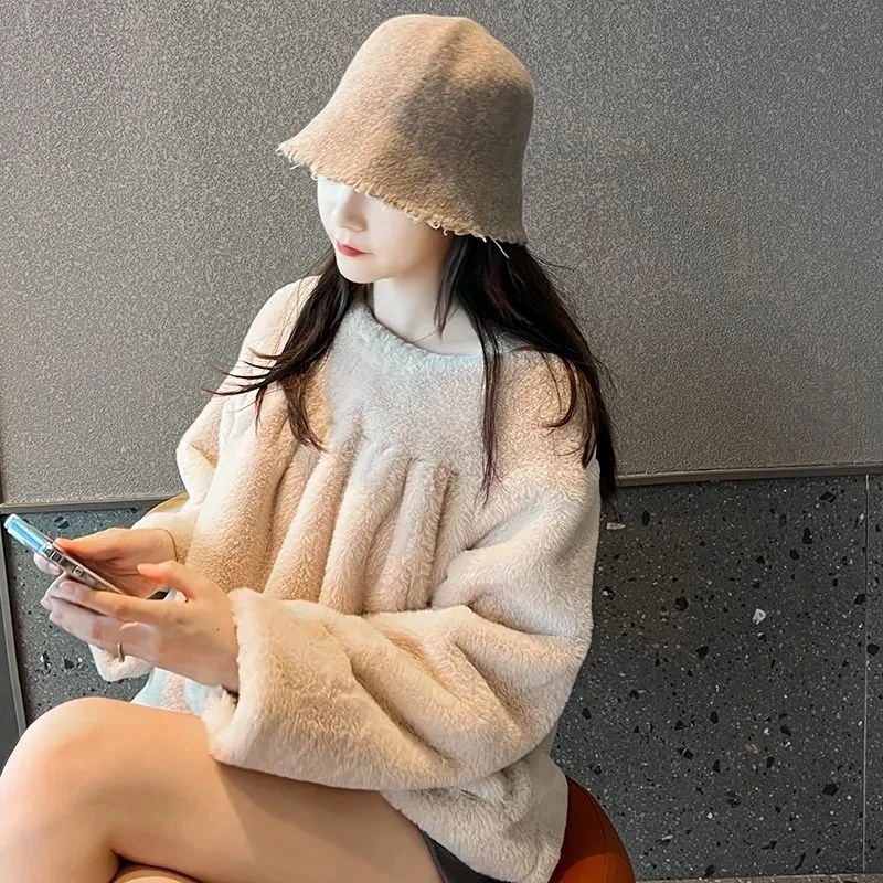 

Autumn Winter Ladies Furry Jacket Casual Soft Comfortable Women Pullover Jackert Warm Female Warm Plush Outwear Faux Fur Coat