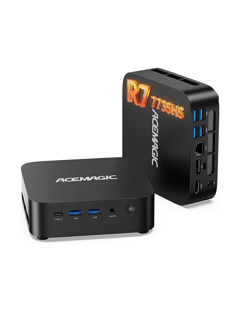 ACEMAGIC M1 Mini-PC AMD Ryzen 7 7735HS 24GB LPDDR5 1TB PCIe SSD Mini-Computer (8C/16T, bis zu 4,7GHz), Desktop mit Windows 11 Pro - WLAN 6 - BT5.2 - Type-C