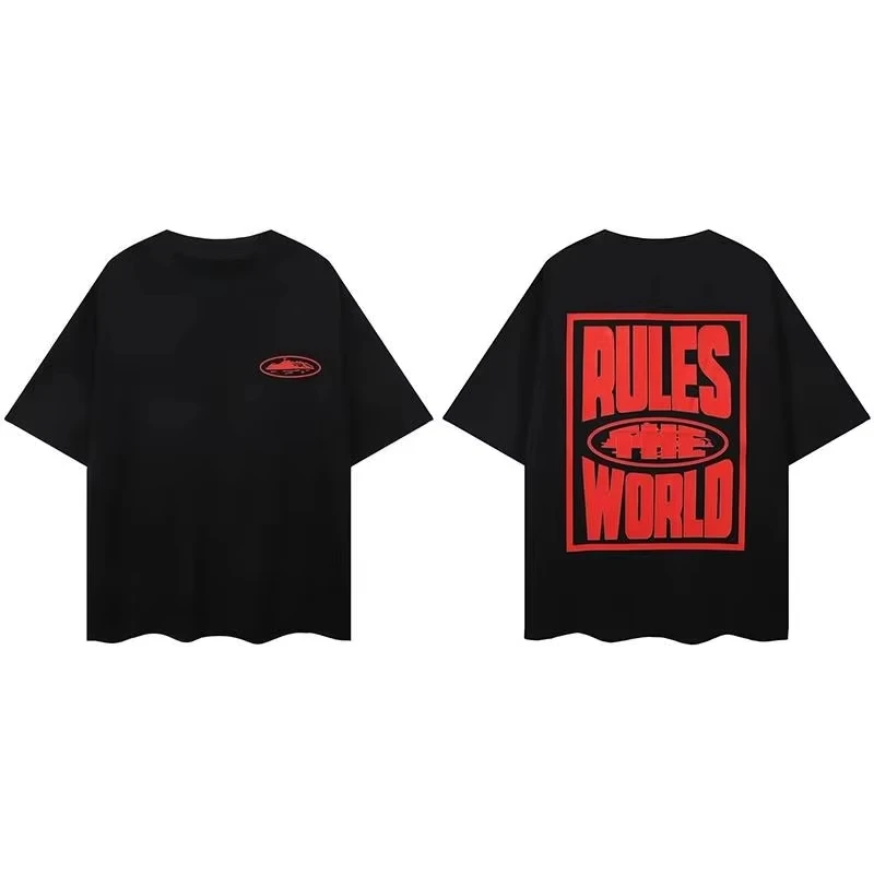 

The CORTEIZ Alcatraz T-shirt for the new summer of 2025 features loose streetwear with printed patterns for both men and women