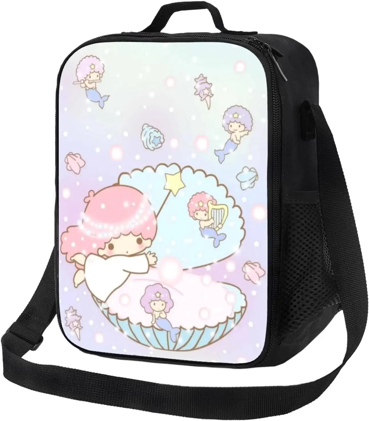 Cute Character Pink Lunch Box Cartoon Little Twin Stars Lunch Bag Portable Insulated Hot Lunch Bag For Travel Picnic Camping