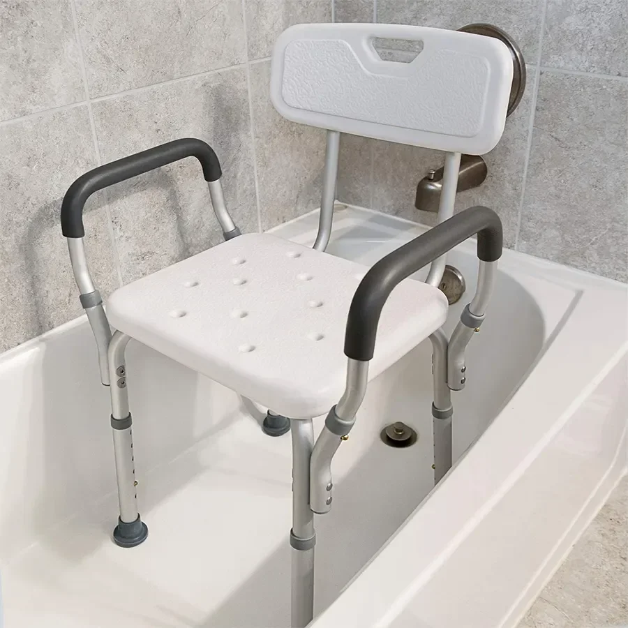 Anti-slip Comfortable Aluminum Shower Bath Toilet Chair Seat for Elderly Disabled Bathtub