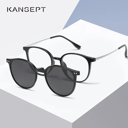 O-Q CLUB gafas con Clip magnético para mujer, gafas para conducir polarizadas redondas ópticas para miopía, gafas graduadas personalizadas para hombre, lentes 2240