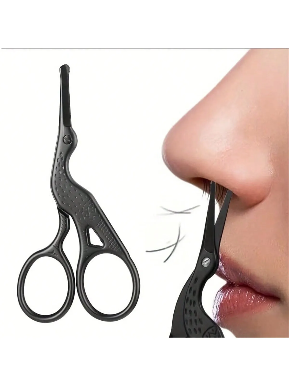 Nose Hair Scissors, Stainless Steel Rounded Tip Trimmer, Precision Eyebrow Scissor, Safe Facial Hair Grooming Tool, Compact for