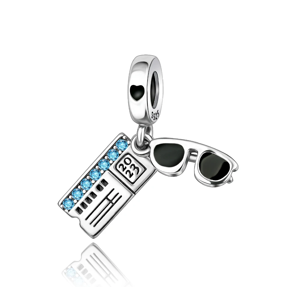 

Ahthen 925 Sterling Silver Hot Sale Beads Camera Sunglasses Charm fit Snake Chain Bracelets Necklaces for Women Jewelry Making