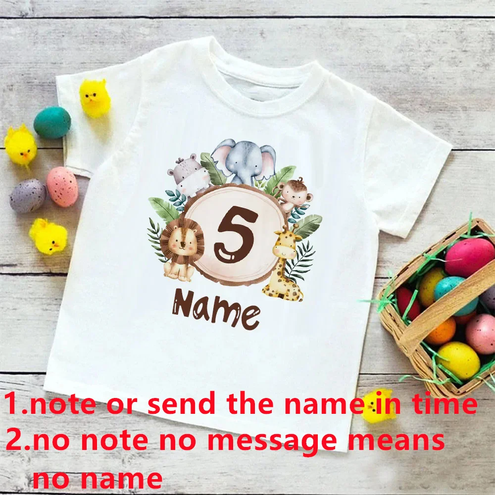 Personalized Birthday Shirt 1-9 Year T-Shirt Wild Tee Boys  Birthday Party T Shirt Wild Animal with Name Clothes Kids Gifts Tops