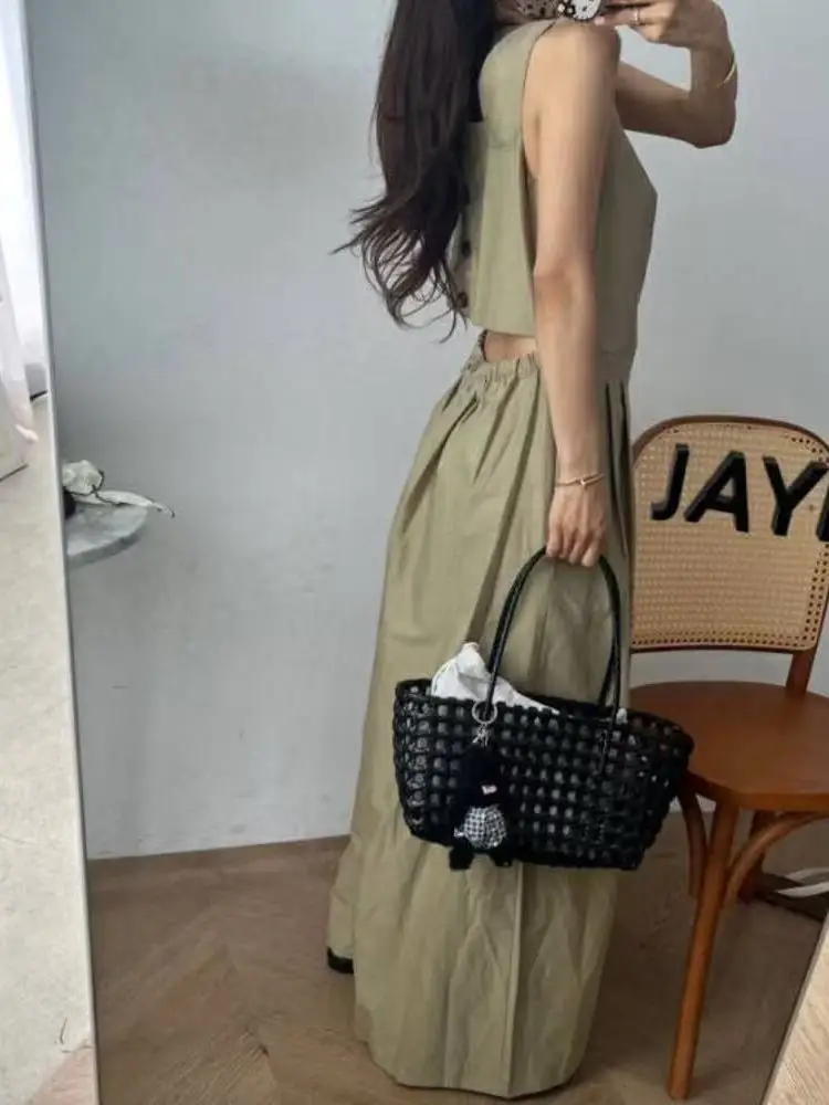 Frauen aushöhlen Taille Baring Arbeitskleidung Overall Sommer Svel Weste lose breite Bein Casual Anzug Sinn für Design