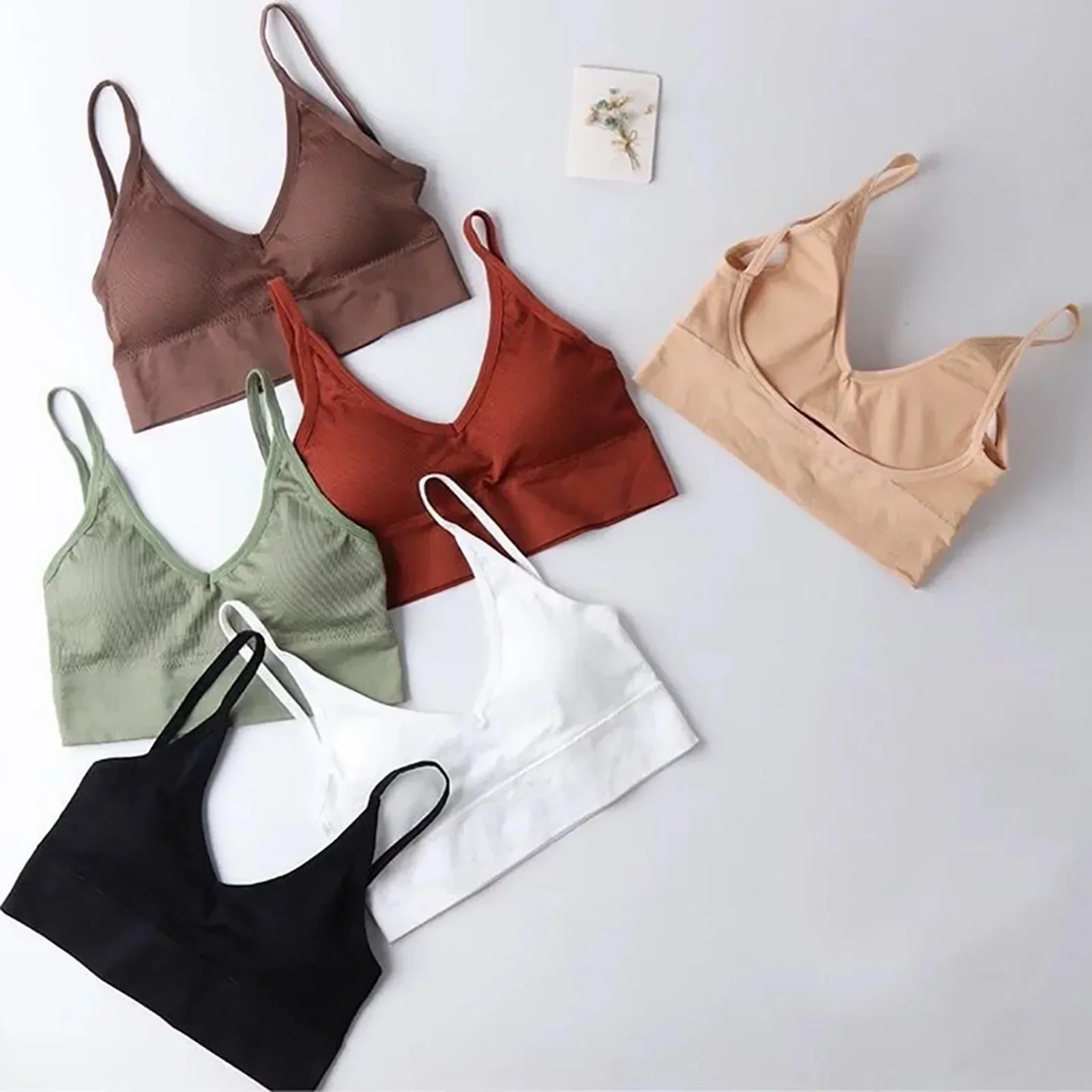 Women Bra Tube Top Seamless Underwear U Back Cropped Top Camis Active Bra Fitness Lingerie Women Bralette Top Removable Pad