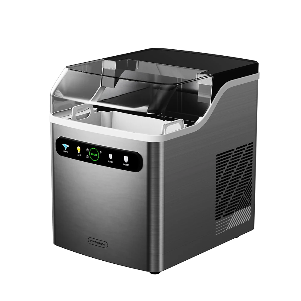 1.5L Self-Cleaning Bullet Shaped Ice Maker Stainless Steel WiFi Touchpad Control App-Controlled Customizable Color
