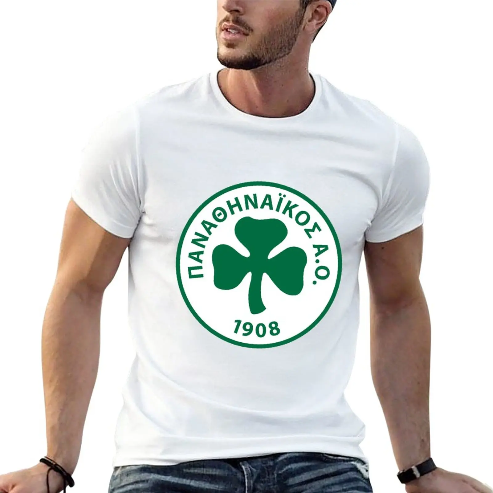 

PANATHINAIKOS FC T-Shirt boys white t shirts hippie clothes plus size tops Oversized t-shirt mens t shirt graphic