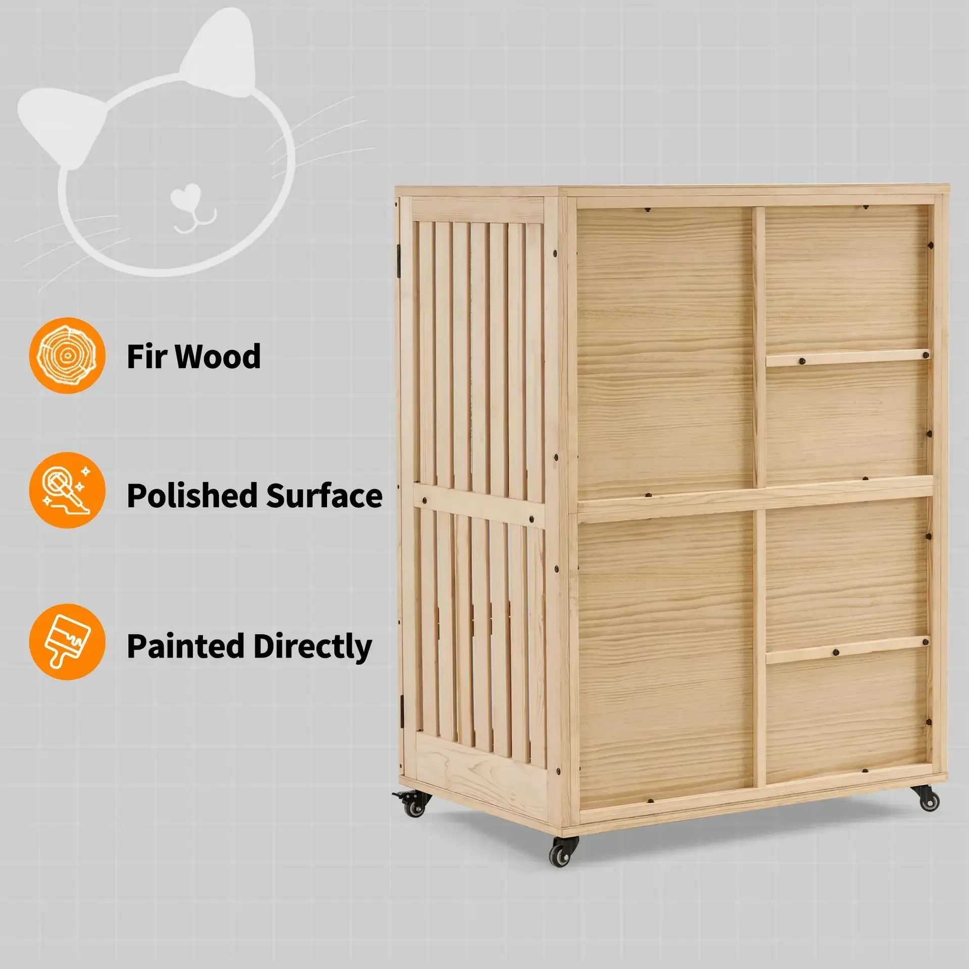 Solid Wood Large Cattery Wooden Large Three-Layer Home Breeding Large Space Cat Cabinet
