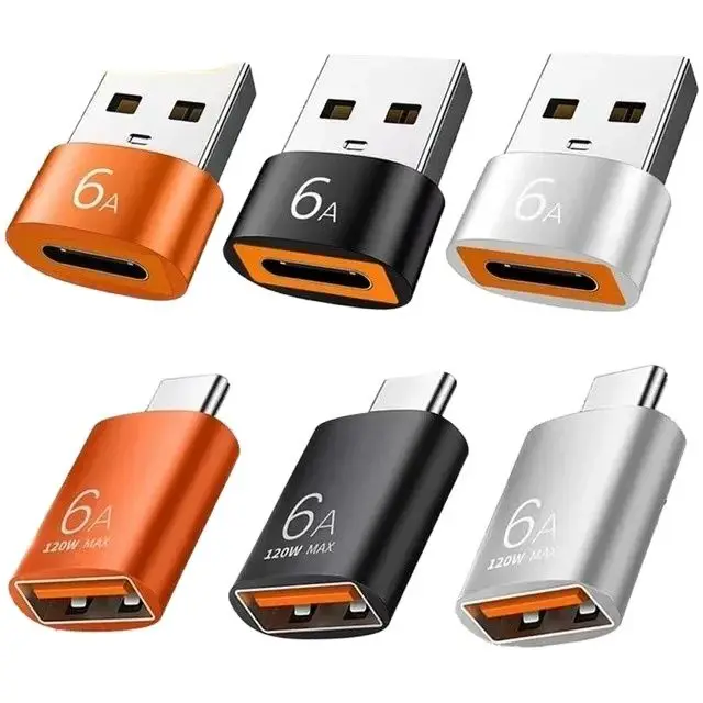 6A USB To Type C OTG Adapter 120W USB-C Male To Type-c Female Charger Converter for Macbook Samsung Data Transfer Adapter