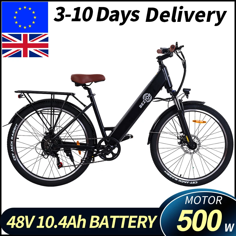 Bezior M3 26 Inch Electric Road Bike 48V10.4Ah Lithium Battery 500W Rear Brushless Motor 7S Shifter Double Disc Brake 2.1 Tire