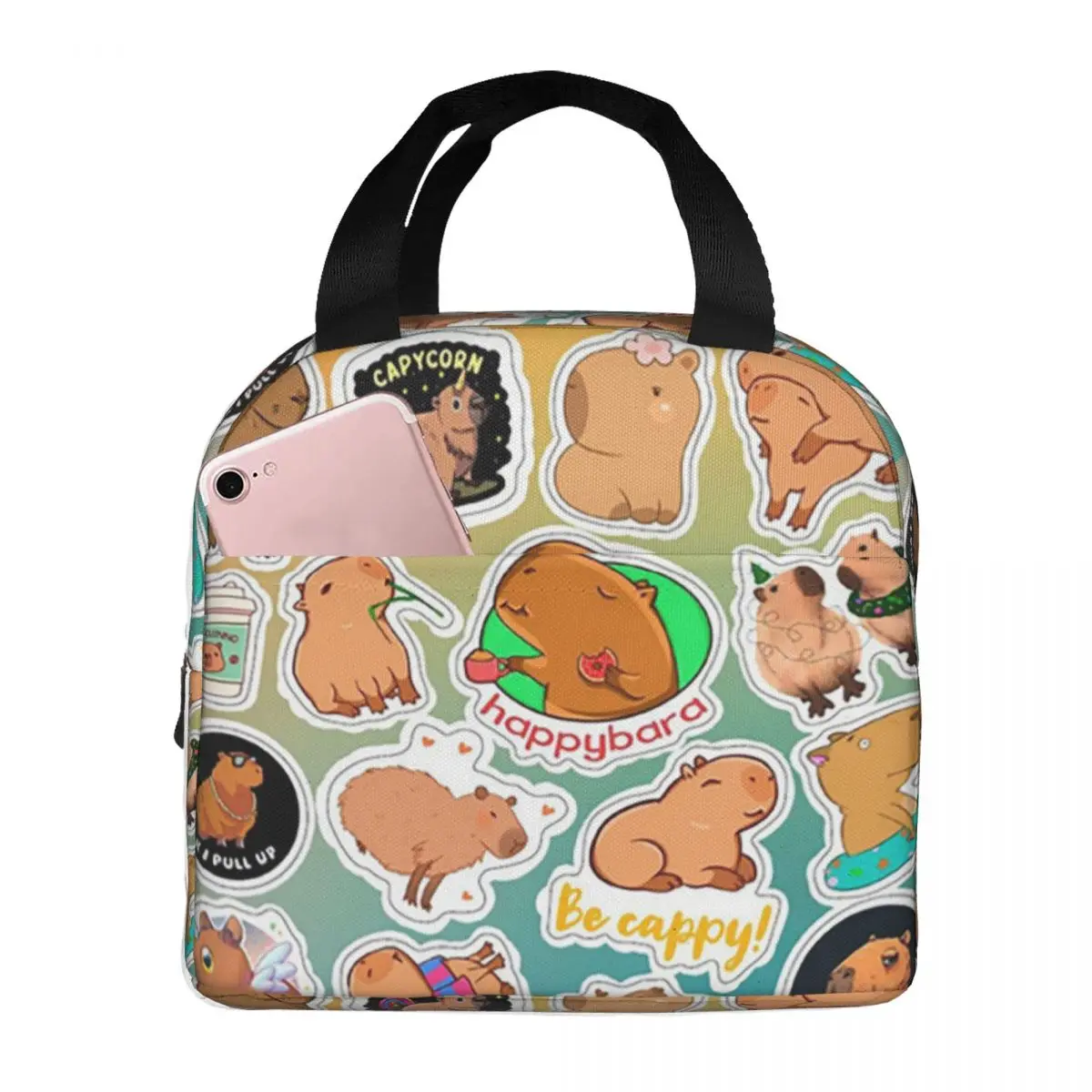 

Cute Capybara Collage Insulated Lunch Bag for Women Office Cooler Thermal Food Box Tote Portable Lunch Boxes Container