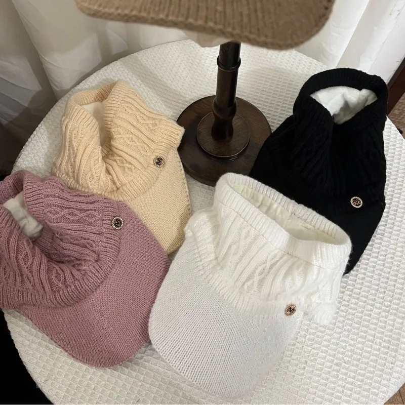 

Осенне-зимняя шерстяная шапка с утиным языком, подростковая модная универсальная шапка, женская теплая вязаная шапка с хвостиком и утечкой на открытом воздухе