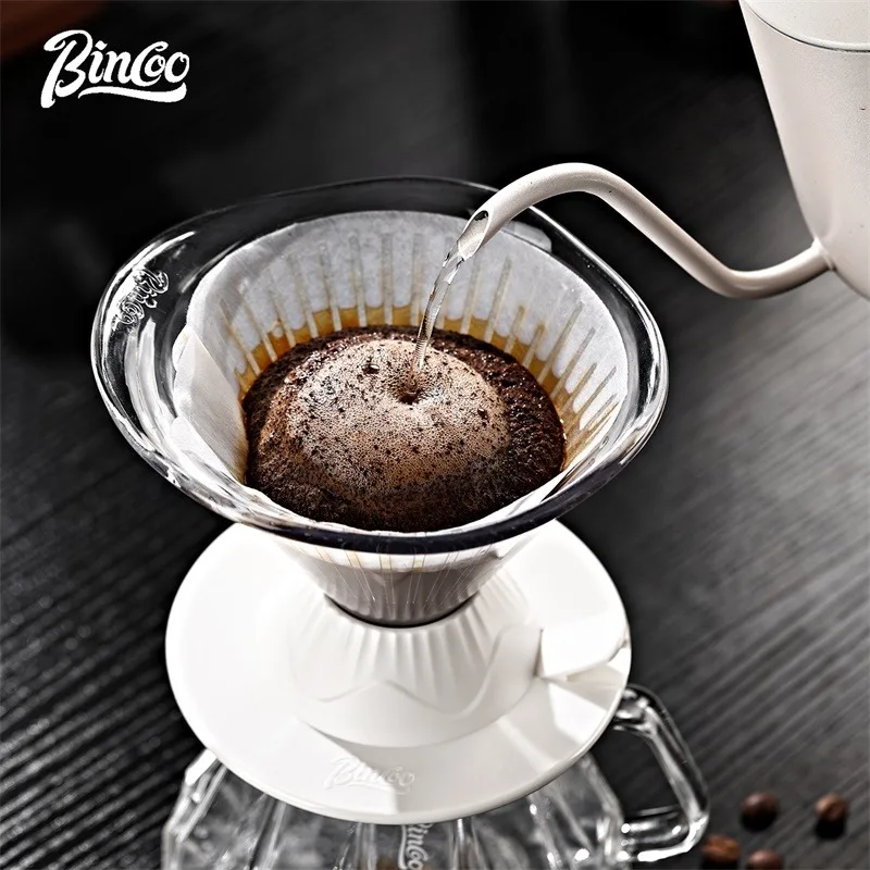 BINCOO Smart Pour Over Coffee Set Glass Hand Brew Coffee Filter Cup with Base and Stirrer Home Barista Coffee Tools