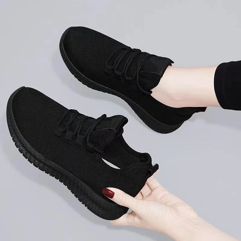 Spring/Summer Fashionable Solid Color Breathable Round Toe Sneakers Women's Casual and Comfortable Thick Sole Soft Sports Shoes image 2