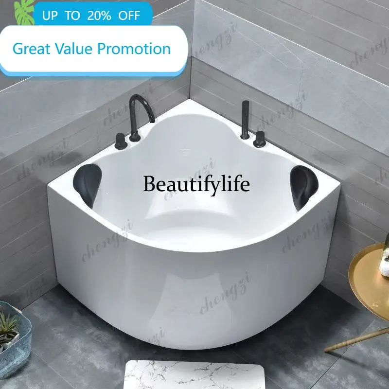 CC178 Acrylic deep bubble integrated household deep bubble mini fan-shaped bathtub freestanding bathtub