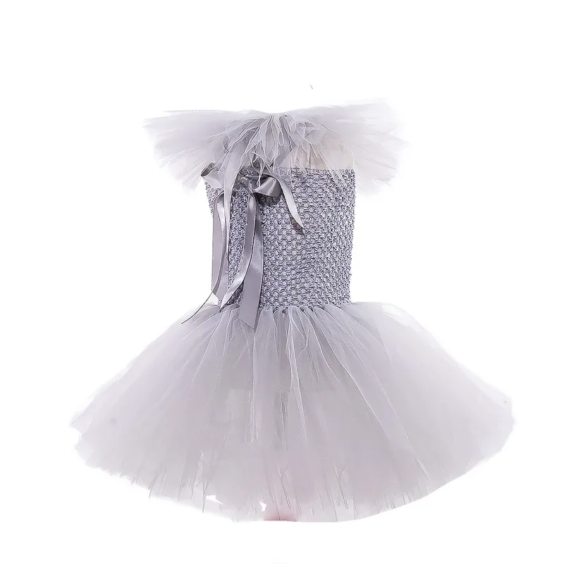 RT01 Fancy Gray Joker Dress Pennywise Tutu Dress Creepy Clown Kids Carnival Party Cosplay Clothing Children Halloween Girls &Gf1