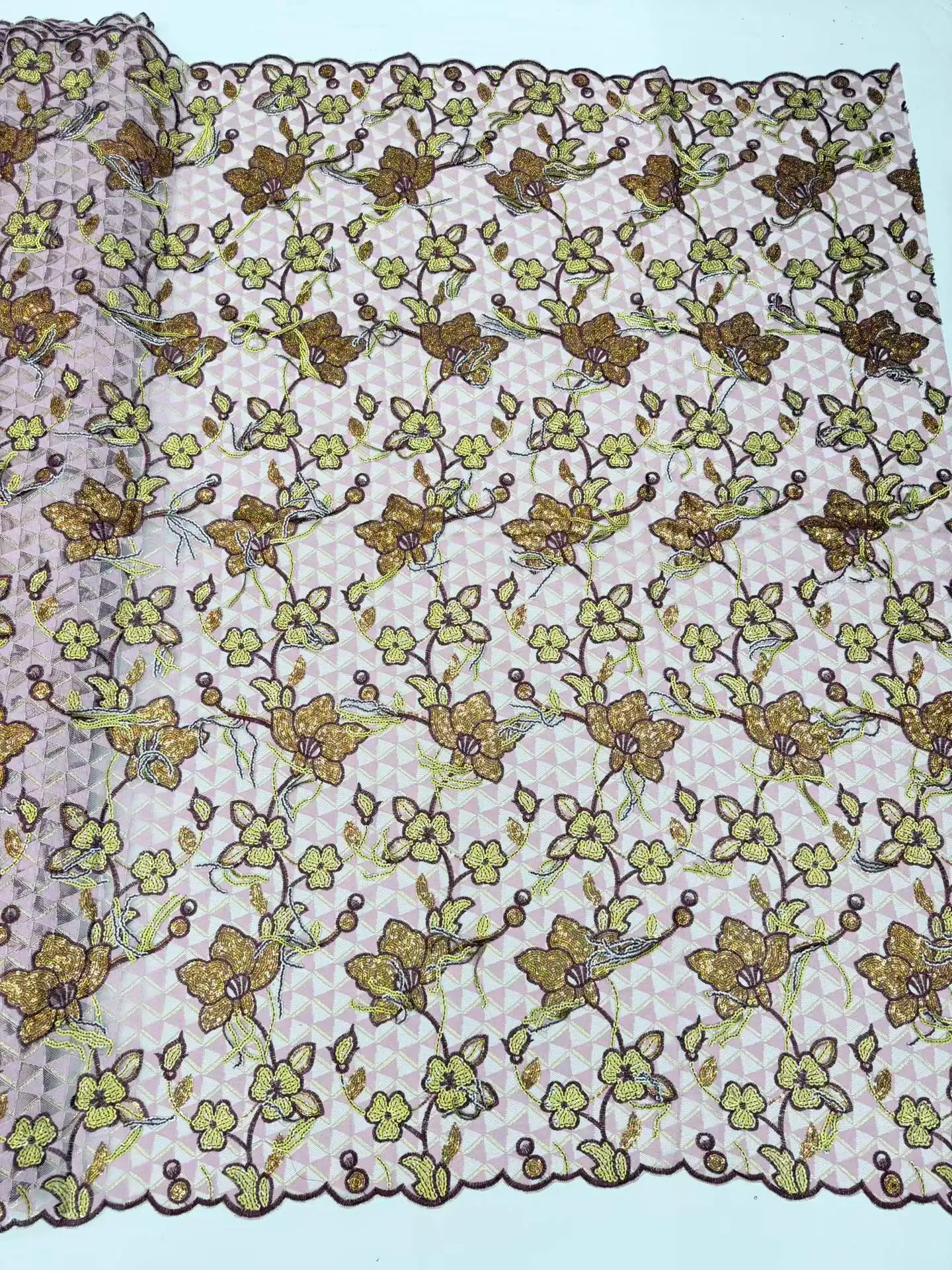 

African Mesh Milk Silk Lace Fabric 5 yards French Lace Chiffon Lace Fabric for Women's Party Dresses Sewing Material
